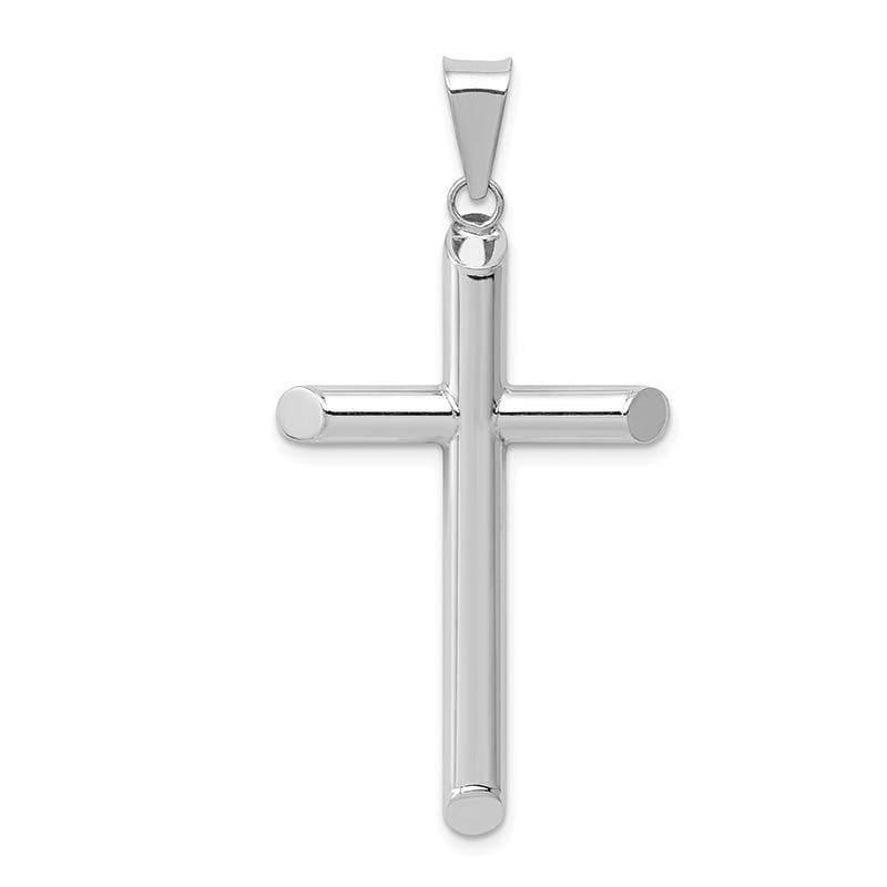 14k White Gold Polished Hollow Cross Pendant - Seattle Gold Grillz