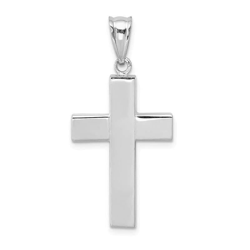 14k White Gold Polished Hollow Cross Pendant - Seattle Gold Grillz