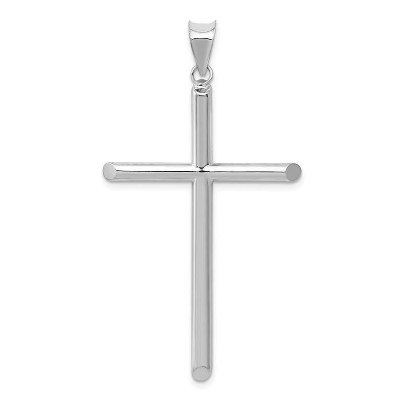 14k White Gold Polished Hollow Cross Pendant - Seattle Gold Grillz