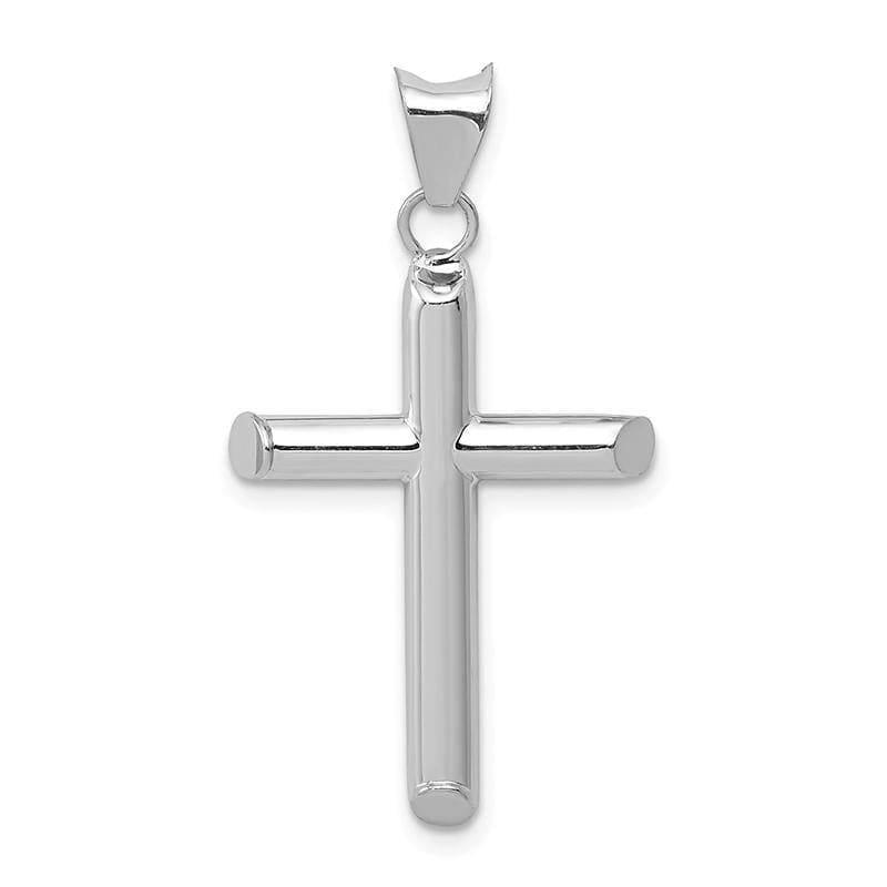 14k White Gold Polished Hollow Cross Pendant - Seattle Gold Grillz