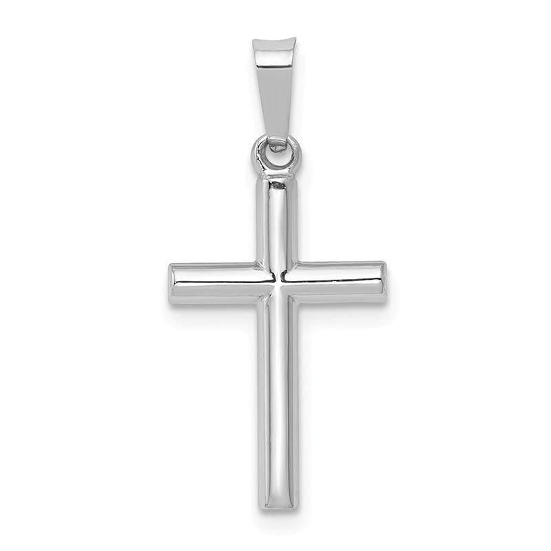 14K White Gold Polished Hollow Latin Cross Pendant - Seattle Gold Grillz