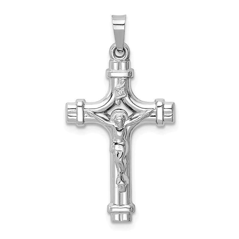 14k White Gold Polished INRI Crucifix Pendant - Seattle Gold Grillz