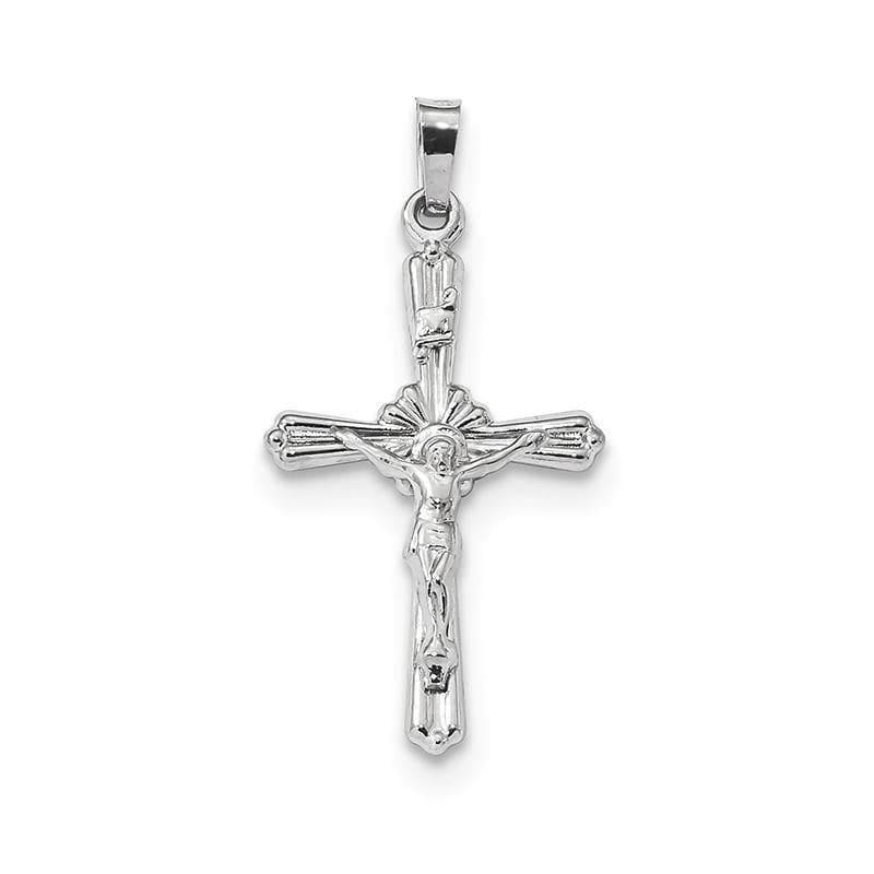 14k White Gold Polished INRI Crucifix Pendant - Seattle Gold Grillz
