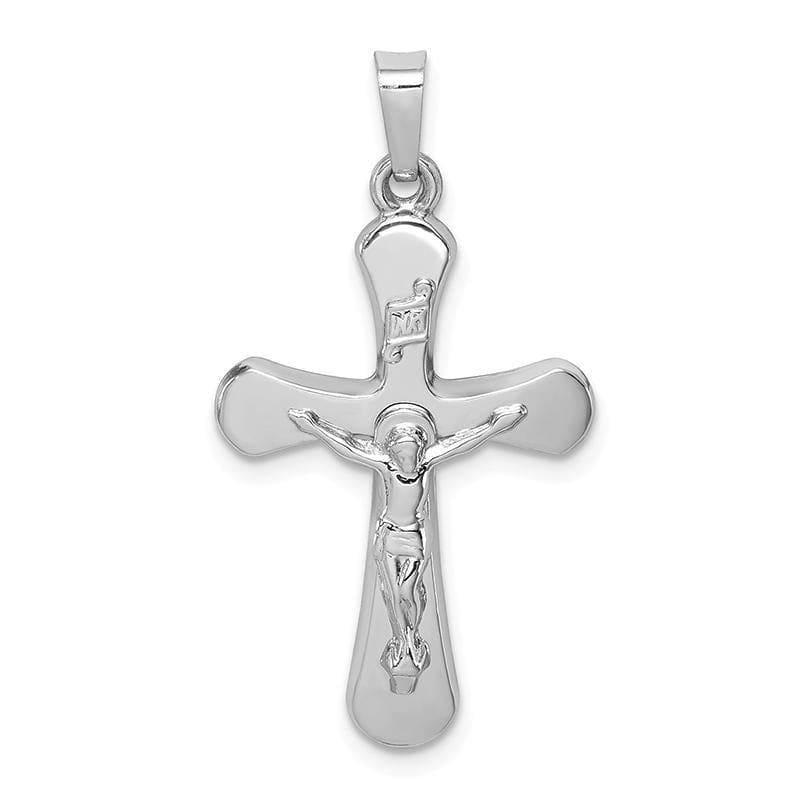14k White Gold Polished INRI Rounded Crucifix Pendant - Seattle Gold Grillz