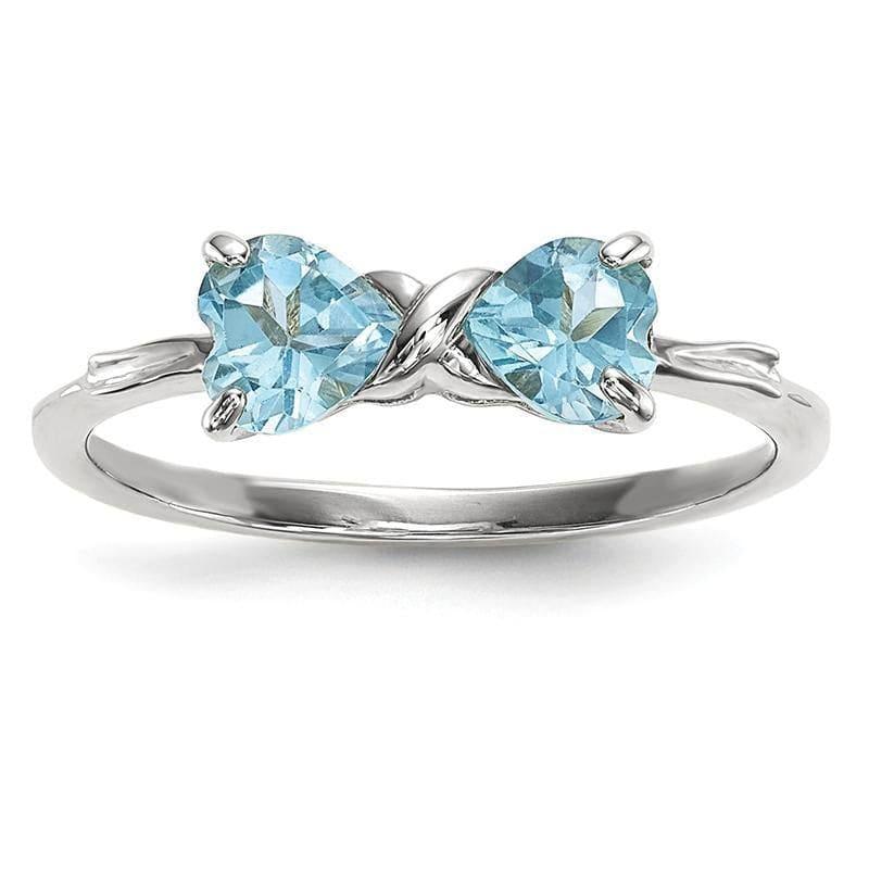 14k White Gold Polished Light Swiss Blue Topaz Bow Ring - Seattle Gold Grillz