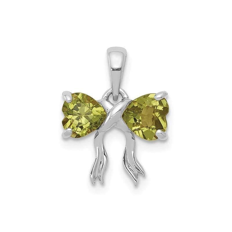 14k White Gold Polished Peridot Bow Pendant - Seattle Gold Grillz