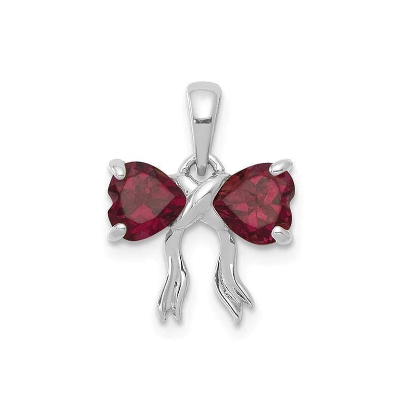14k White Gold Polished Rhodolite Bow Pendant - Seattle Gold Grillz