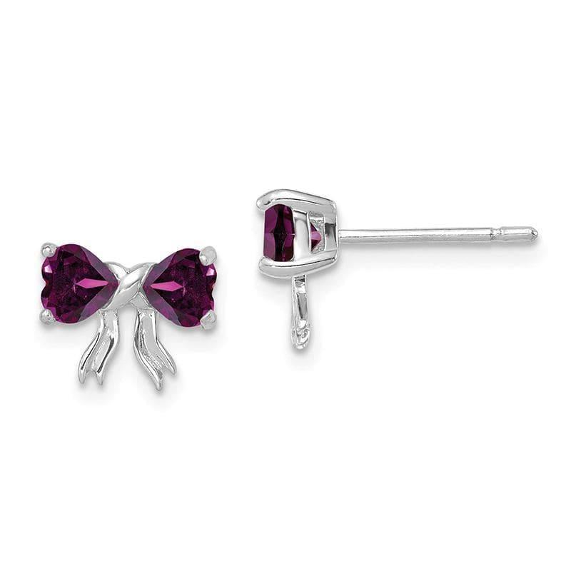 14k White Gold Polished Rhodolite Bow Post Earrings - Seattle Gold Grillz