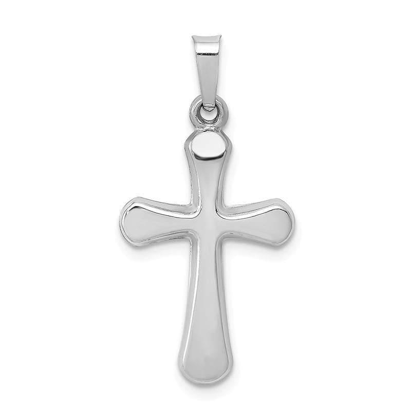 14k White Gold Polished Rounded Cross Pendant - Seattle Gold Grillz