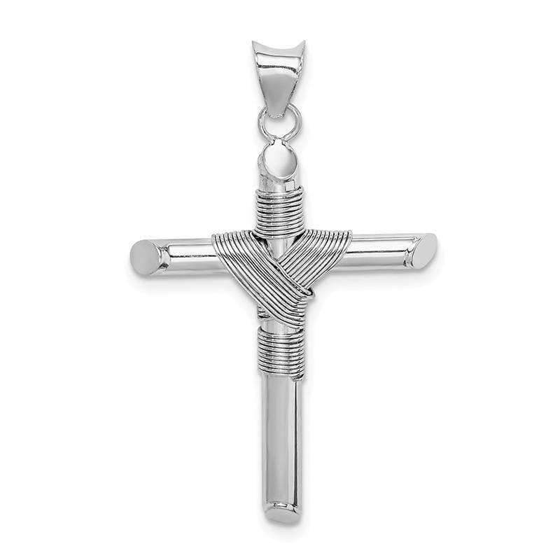 14k White Gold Polished Tube Cross Pendant - Seattle Gold Grillz