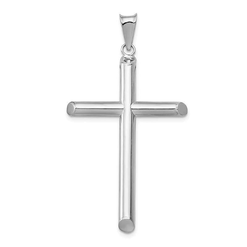 14k White Gold Polished Tube Cross Pendant - Seattle Gold Grillz