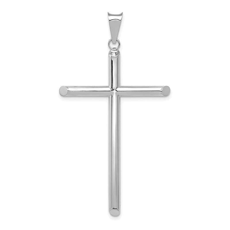 14k White Gold Polished Tube Cross Pendant - Seattle Gold Grillz