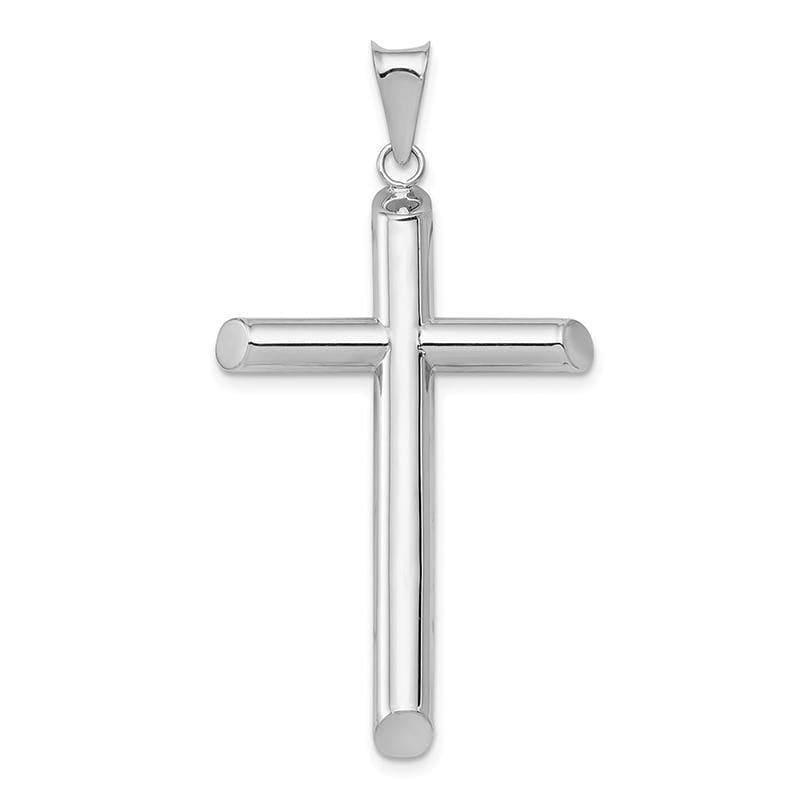 14k White Gold Polished Tube Cross Pendant - Seattle Gold Grillz