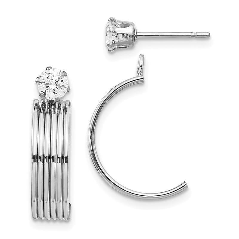 14K White Gold Polished w-CZ Stud Earring Jackets - Seattle Gold Grillz
