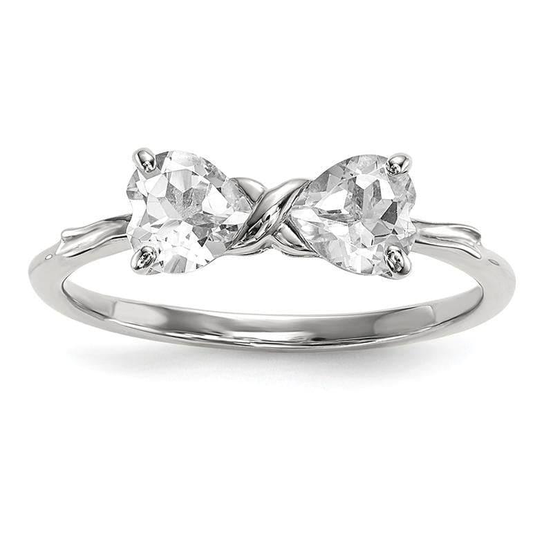 14k White Gold Polished White Topaz Bow Ring - Seattle Gold Grillz