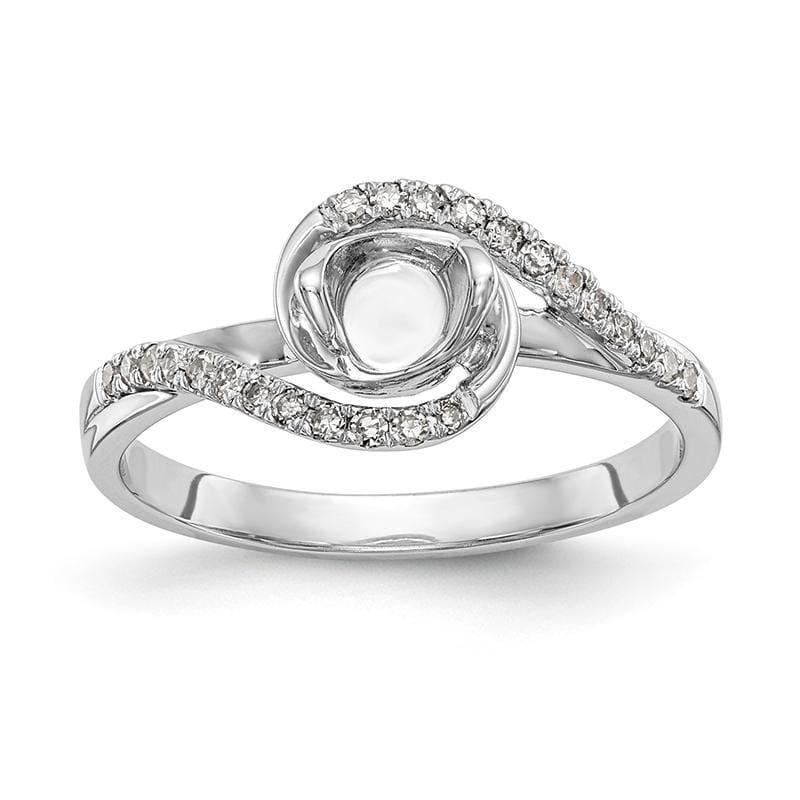 14k White Gold Round By-Pass Engagement Ring Mounting - Seattle Gold Grillz