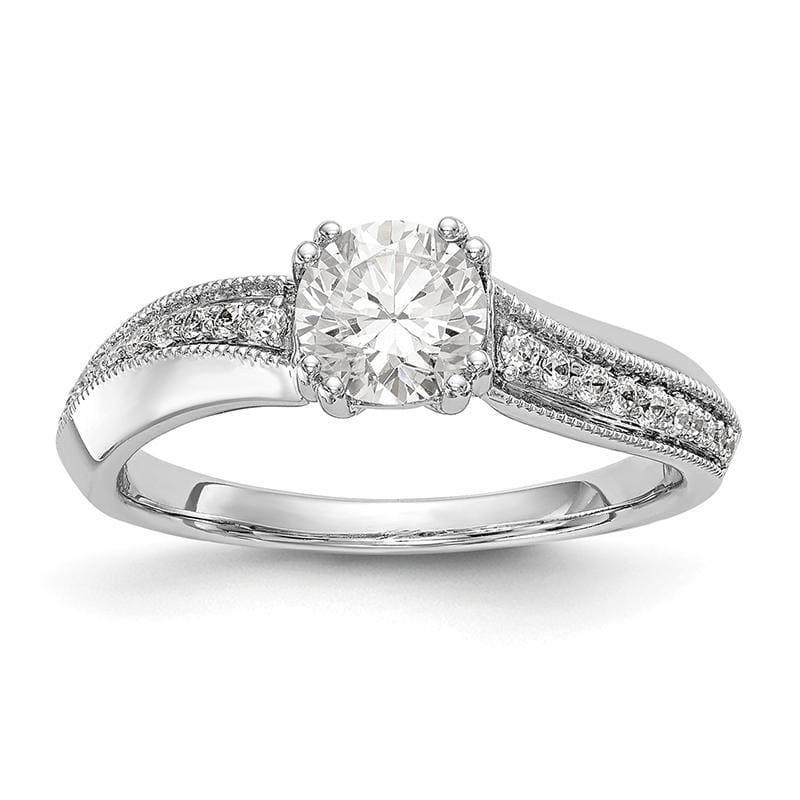 14k White Gold Round By-Pass Engagement Ring Mounting - Seattle Gold Grillz