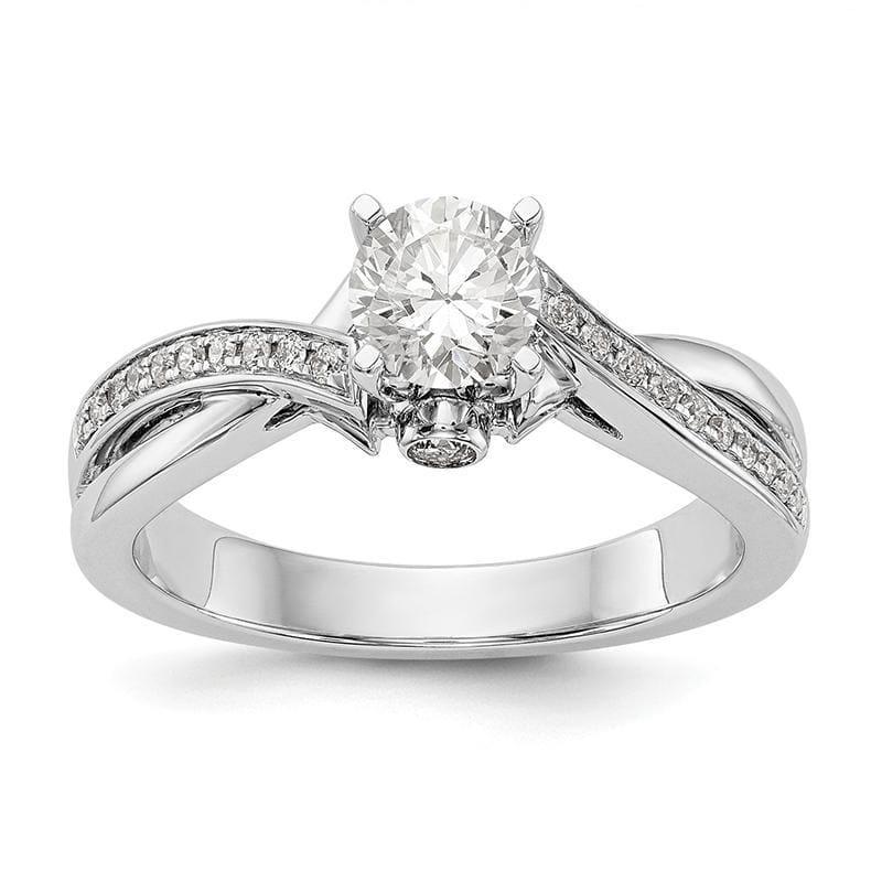 14k White Gold Round By-Pass Engagement Ring Mounting - Seattle Gold Grillz