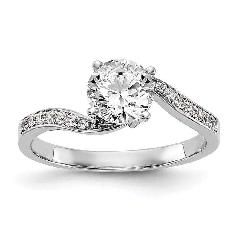 14k White Gold Round By-Pass Engagement Ring Mounting - Seattle Gold Grillz