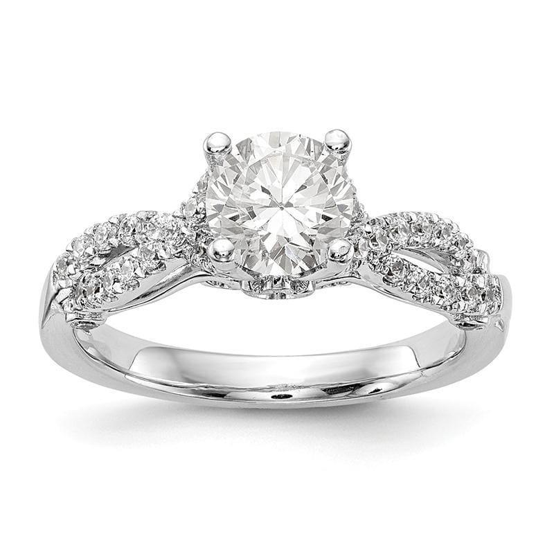 14k White Gold Round Criss-Cross Engagement Ring Mounting - Seattle Gold Grillz