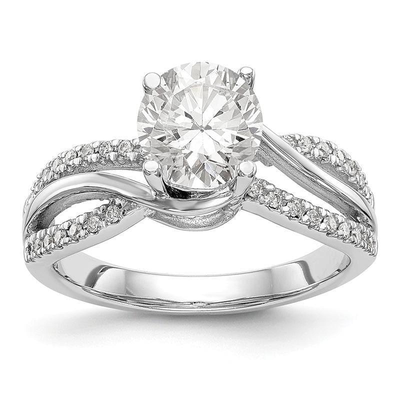 14k White Gold Round Criss-Cross Engagement Ring Mounting - Seattle Gold Grillz
