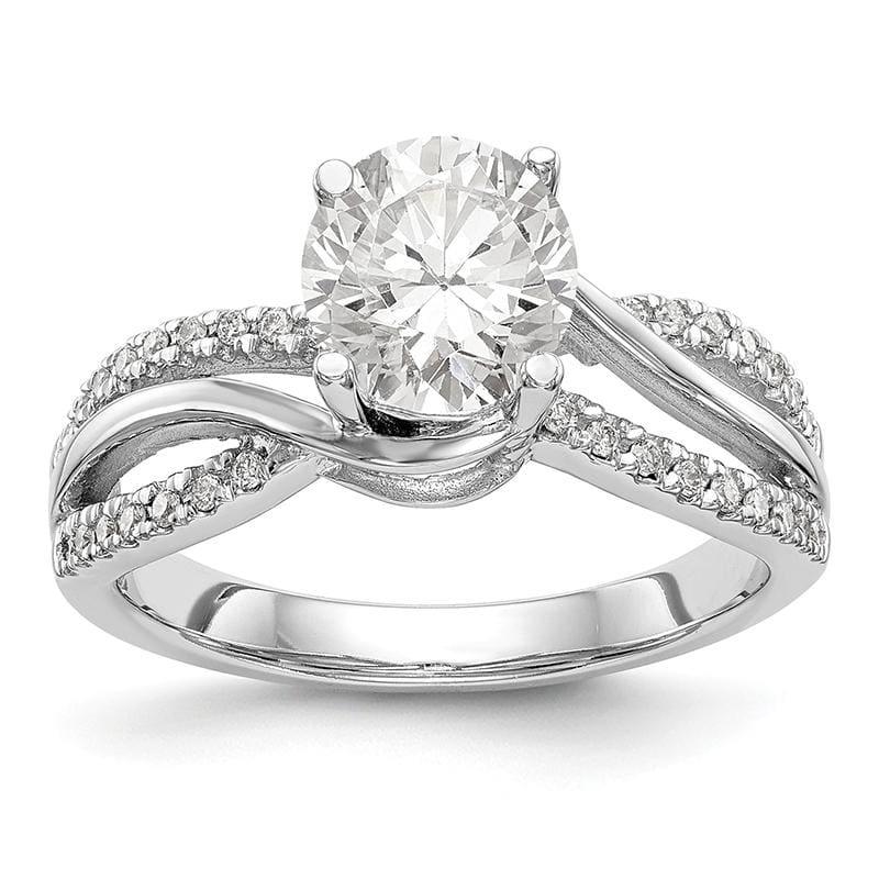 14k White Gold Round Criss-Cross Engagement Ring Mounting - Seattle Gold Grillz