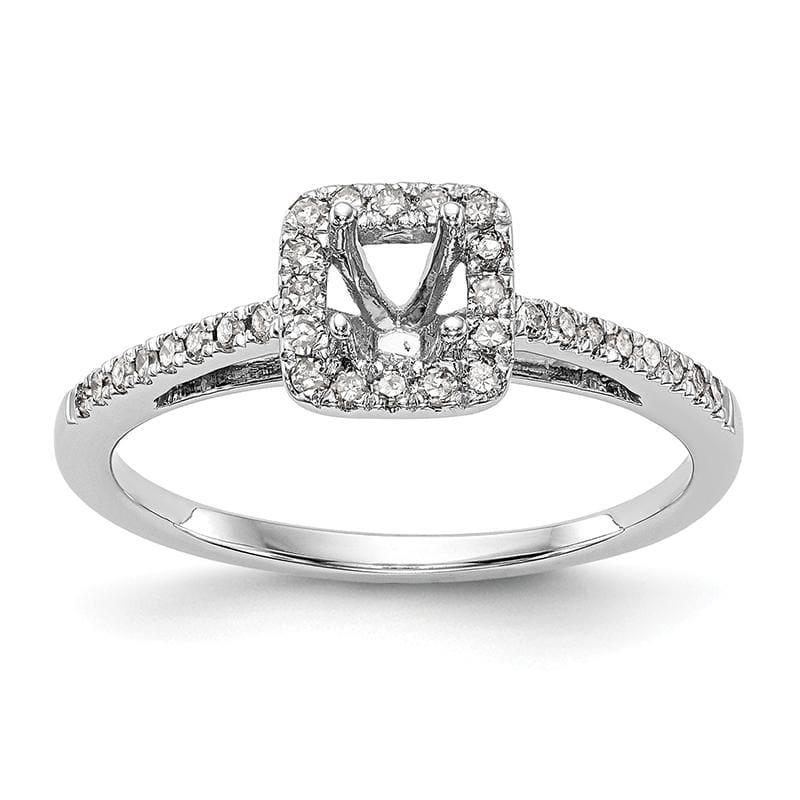 14K White Gold Round Diamond Semi-Mount Cushion Halo Engagement Ring - Seattle Gold Grillz