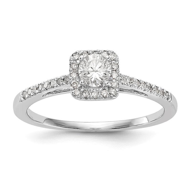 14K White Gold Round Diamond Semi-Mount Cushion Halo Engagement Ring - Seattle Gold Grillz