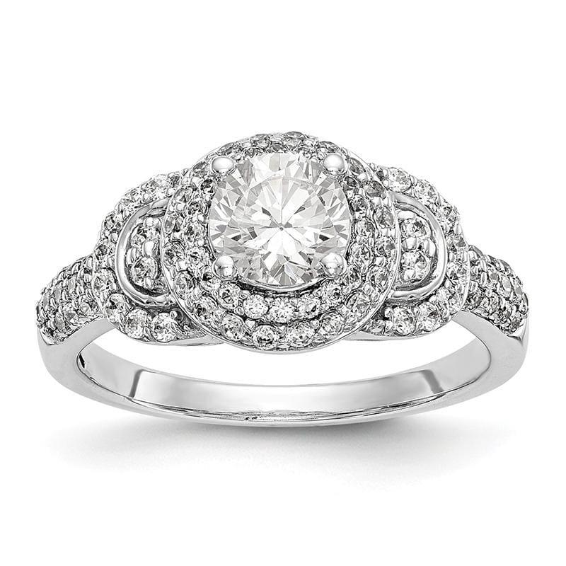 14K White Gold Round Diamond Semi-Mount Halo Engagement Ring - Seattle Gold Grillz