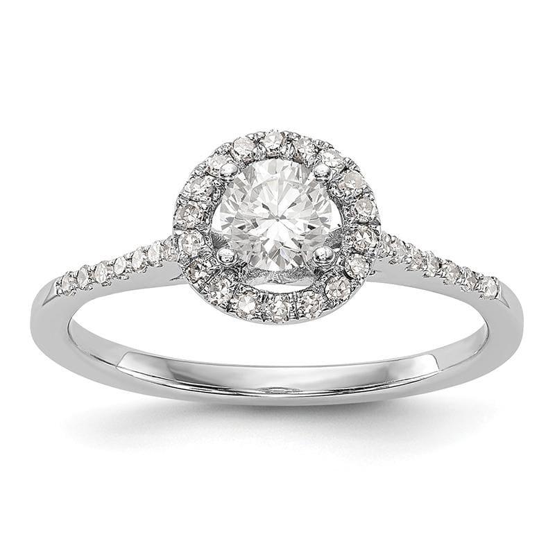 14K White Gold Round Diamond Semi-Mount Halo Engagement Ring - Seattle Gold Grillz