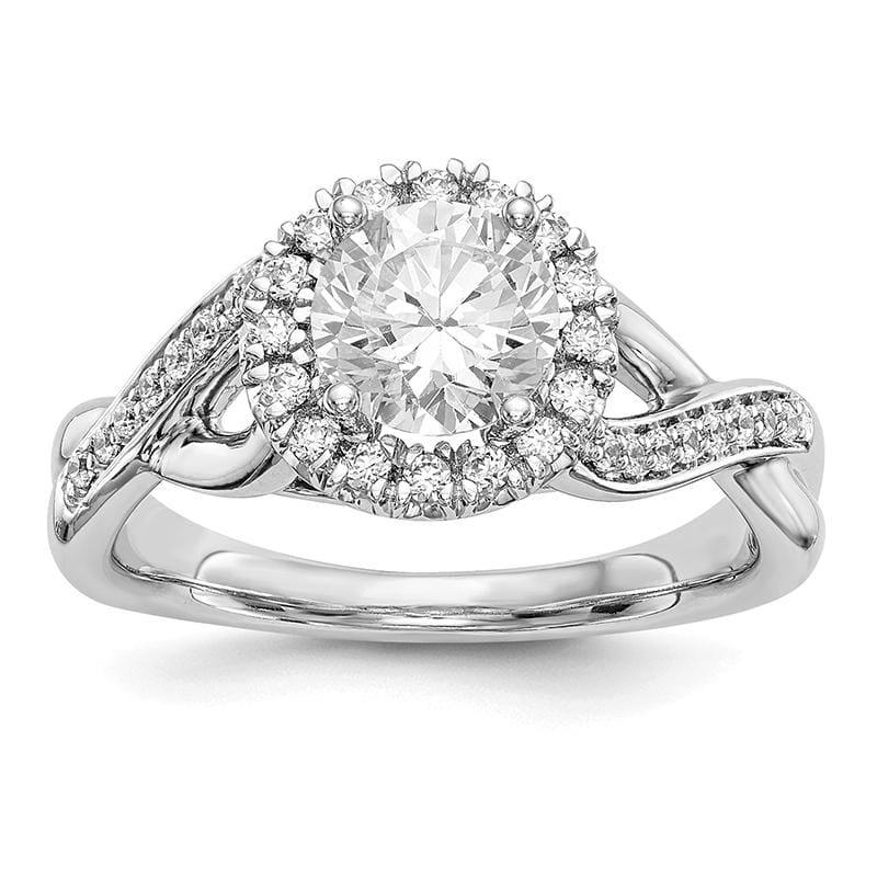 14K White Gold Round Diamond Semi-Mount Halo Engagement Ring - Seattle Gold Grillz