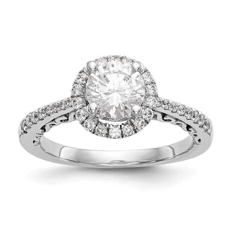 14K White Gold Round Diamond Semi-Mount Halo Engagement Ring - Seattle Gold Grillz