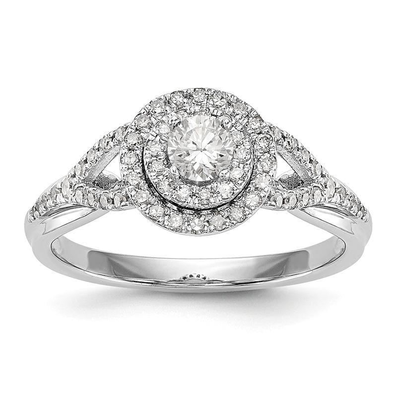 14K White Gold Round Diamond Semi-Mount Halo Engagement Ring - Seattle Gold Grillz