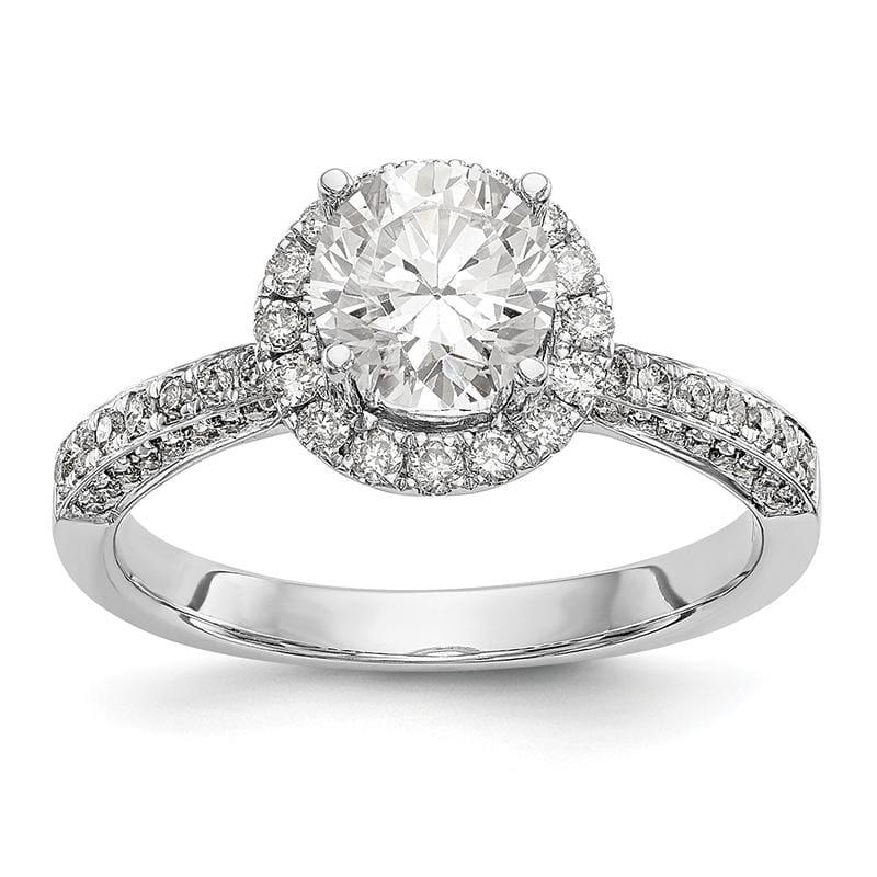 14K White Gold Round Diamond Semi-Mount Halo Engagement Ring - Seattle Gold Grillz