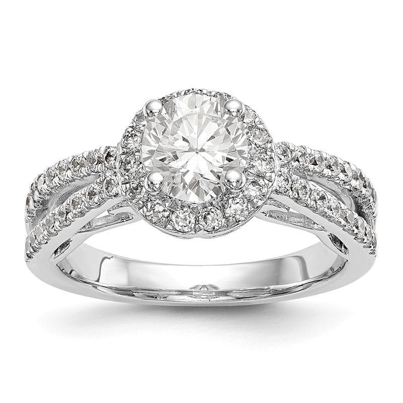 14K White Gold Round Diamond Semi-Mount Halo Engagement Ring - Seattle Gold Grillz