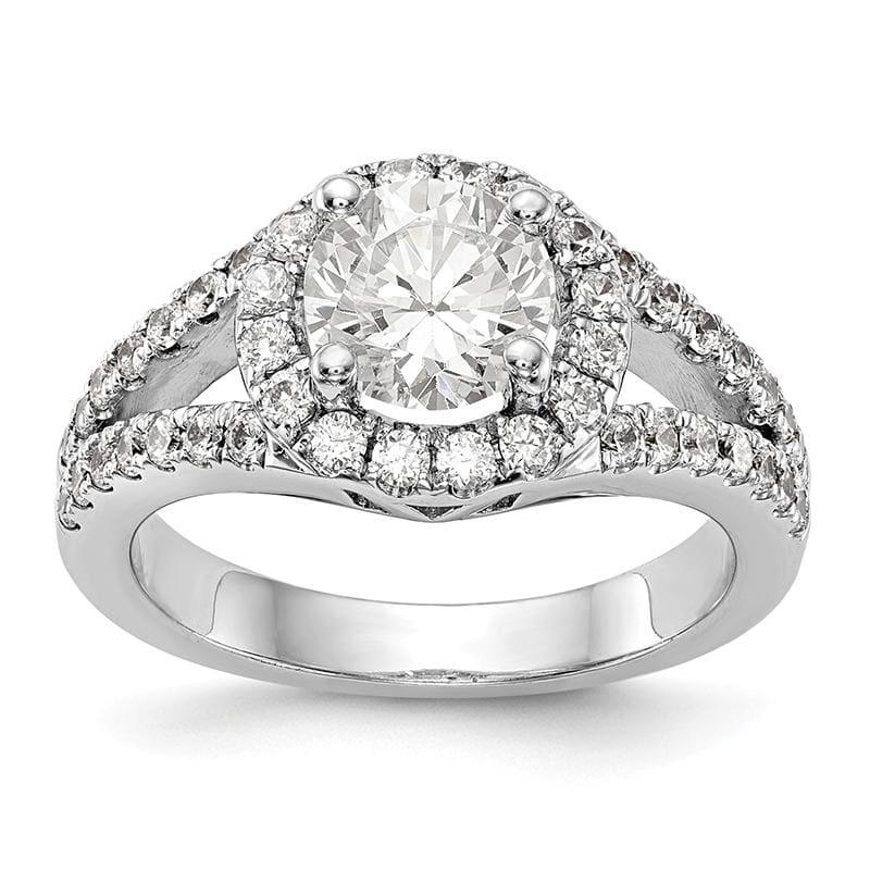 14K White Gold Round Diamond Semi-Mount Halo Engagement Ring - Seattle Gold Grillz