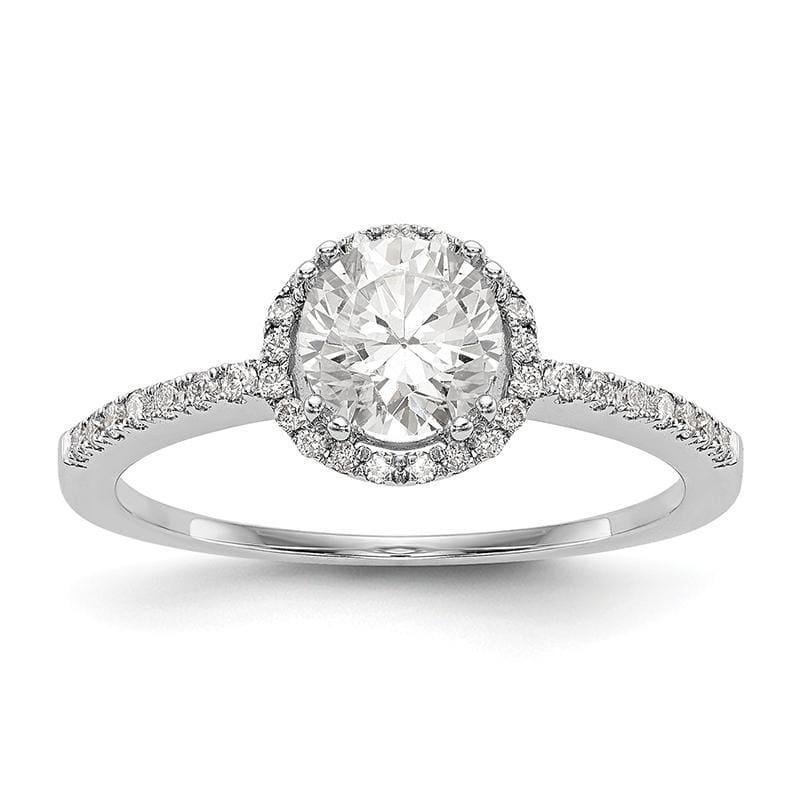 14K White Gold Round Diamond Semi-Mount Halo Engagement Ring - Seattle Gold Grillz