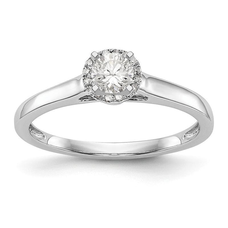 14K White Gold Round Diamond Semi-Mount Halo Engagement Ring - Seattle Gold Grillz