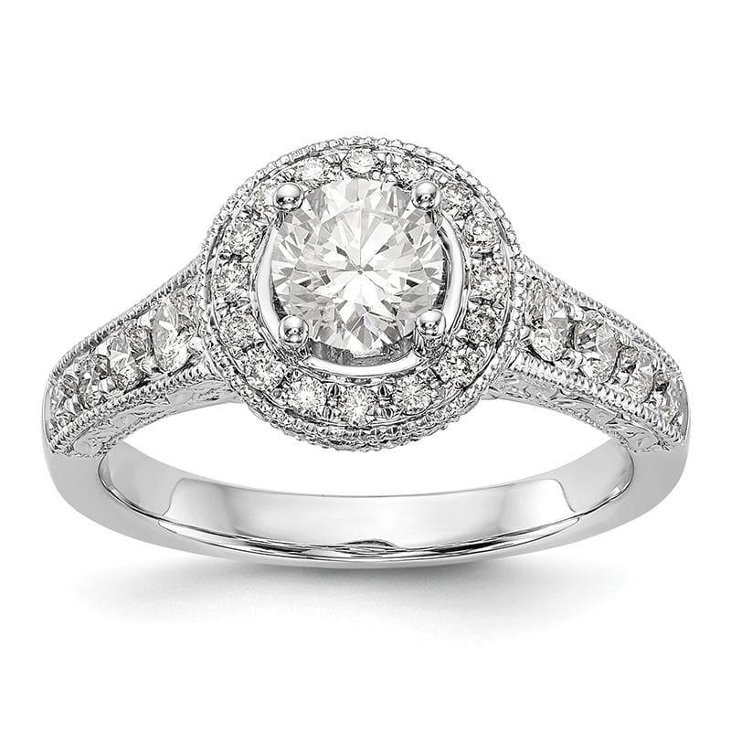 14K White Gold Round Diamond Semi-Mount Halo Engagement Ring - Seattle Gold Grillz