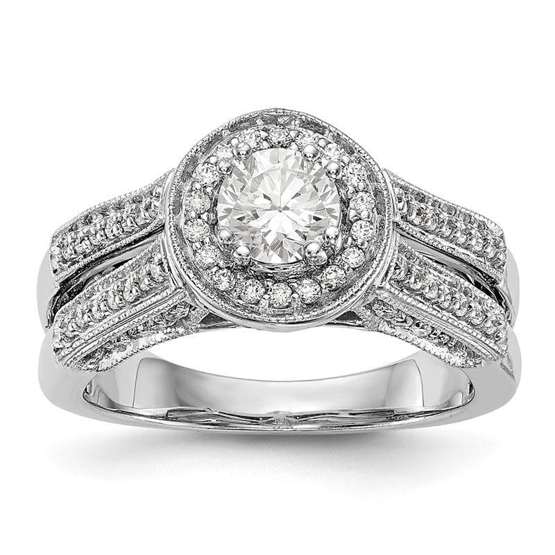14K White Gold Round Diamond Semi-Mount Halo Engagement Ring - Seattle Gold Grillz