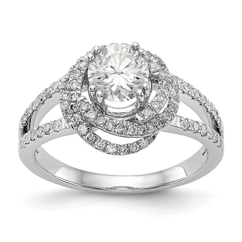 14K White Gold Round Diamond Semi-Mount Halo Engagement Ring - Seattle Gold Grillz