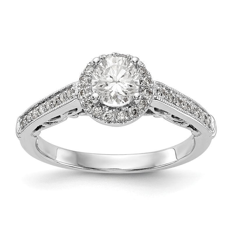 14K White Gold Round Diamond Semi-Mount Halo Engagement Ring - Seattle Gold Grillz