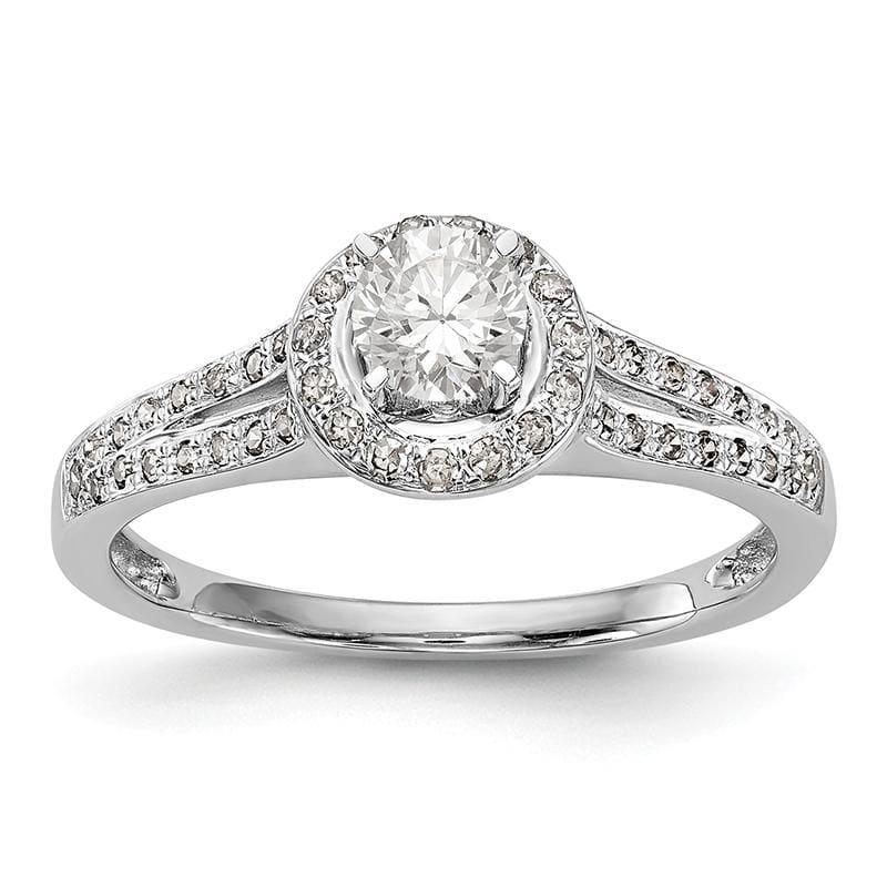 14K White Gold Round Diamond Semi-Mount Halo Engagement Ring - Seattle Gold Grillz