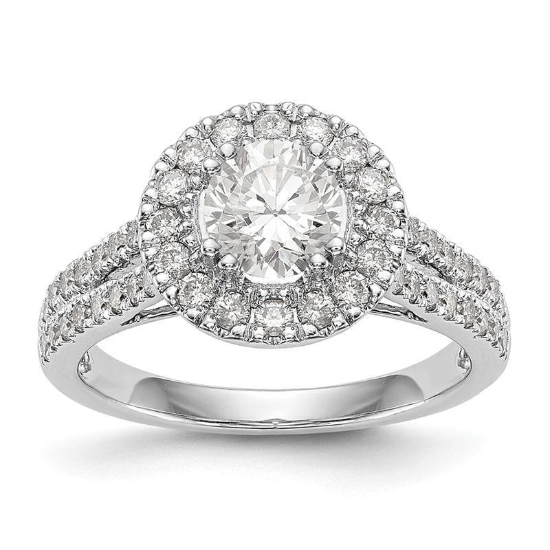 14K White Gold Round Diamond Semi-Mount Halo Engagement Ring - Seattle Gold Grillz