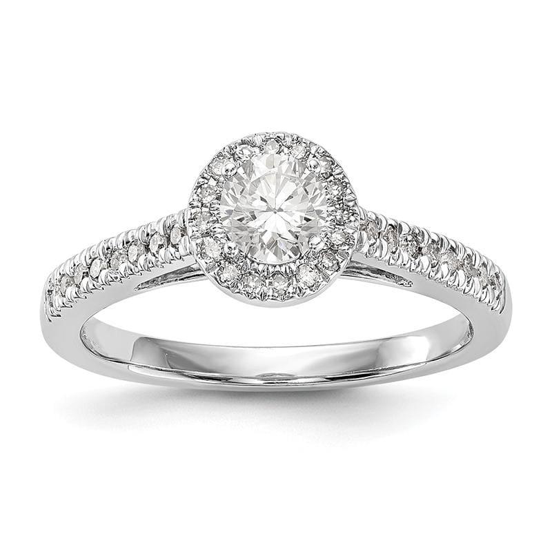 14K White Gold Round Diamond Semi-Mount Halo Engagement Ring - Seattle Gold Grillz