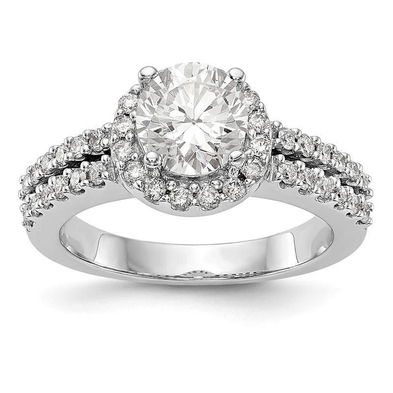 14K White Gold Round Diamond Semi-Mount Halo Engagement Ring - Seattle Gold Grillz