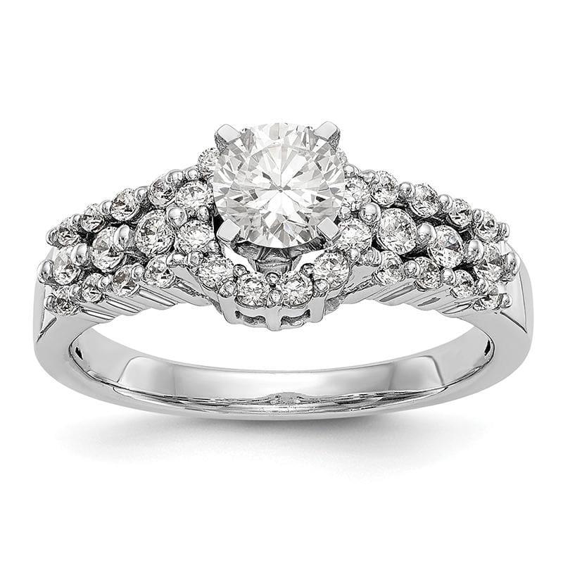14K White Gold Round Diamond Semi-Mount Halo Engagement Ring - Seattle Gold Grillz