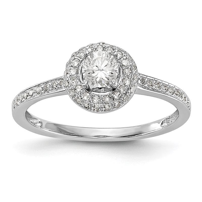 14K White Gold Round Diamond Semi-Mount Halo Engagement Ring - Seattle Gold Grillz