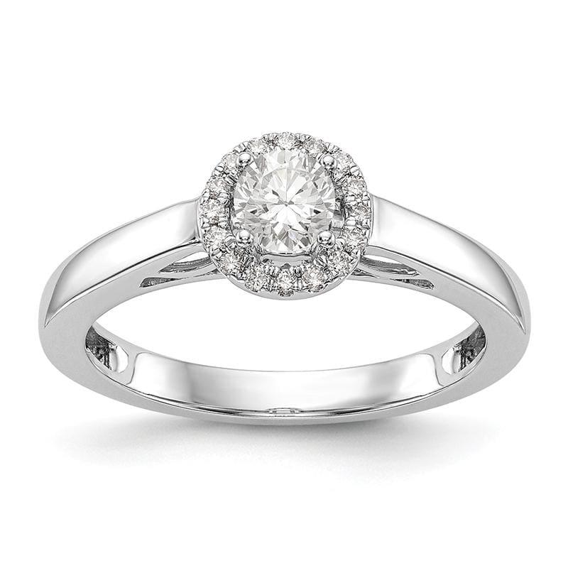 14K White Gold Round Diamond Semi-Mount Halo Engagement Ring - Seattle Gold Grillz