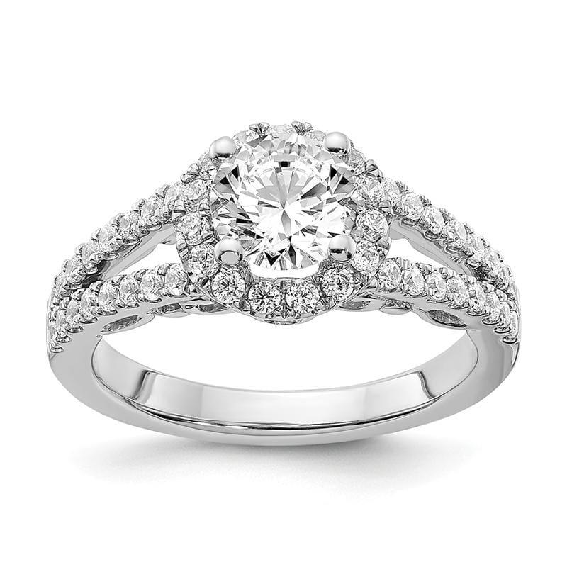 14K White Gold Round Diamond Semi-Mount Halo Engagement Ring - Seattle Gold Grillz